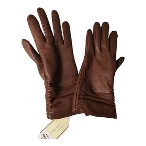 Fownes Brothers Metisse Ruched Leather Touchscreen Gloves Copper Brown M